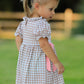 Christmas Vintage-Style Plaid Dress with Embroidered Gingerbread and Bows