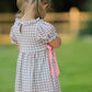 Christmas Vintage-Style Plaid Dress with Embroidered Gingerbread and Bows