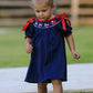Christmas  Holiday Celebration Dress: Navy with Santa Sleigh
