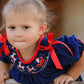 Christmas  Holiday Celebration Dress: Navy with Santa Sleigh