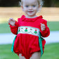Christmas Smocked Girls Romper with Green Bow and Tree Embroidery