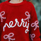 Mom and Me Winter Christmas Red "merry" Pullover Sweater