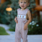Christmas Vintage-Style Plaid Embroidered Gingerbread and Bows Boy Romper