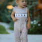 Christmas Vintage-Style Plaid Embroidered Gingerbread and Bows Boy Romper