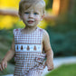 Christmas Vintage-Style Plaid Embroidered Gingerbread and Bows Boy Romper