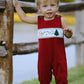 Christmas Tree Dog Smocking Embroidered Baby Boys Romper