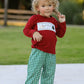 Christmas Tree Dog Smocking Embroidered  Plaid Boys Set