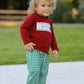 Christmas Tree Dog Smocking Embroidered  Plaid Boys Set