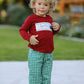 Christmas Tree Dog Smocking Embroidered  Plaid Boys Set