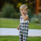Christmas Jonjon Plaid Smocking Embroidered Boys Romper