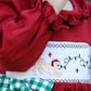 Christmas Embroidered Baby Girls Romper with Green Plaid Bow