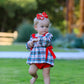 Christmas Plaid Smocking Embroidered Girls Bloomers Romper Set
