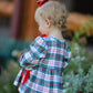 Christmas Plaid Smocking Embroidered Girls Bloomers Romper Set
