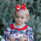 Christmas Plaid Smocking Embroidered Girls Bloomers Romper Set