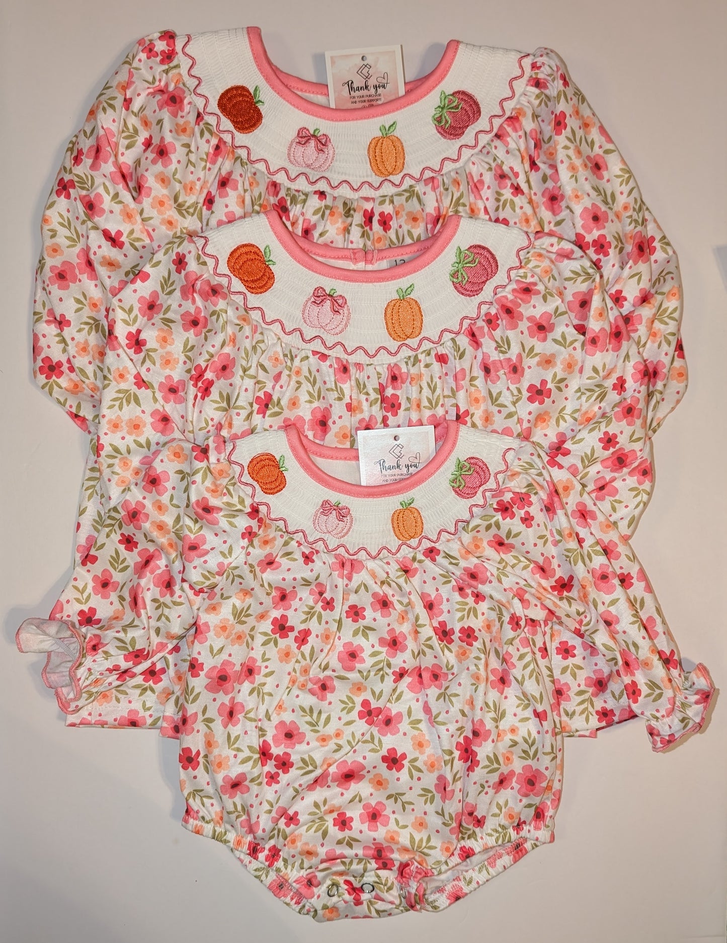 RTS Smocked Floral Pumpkin Sets