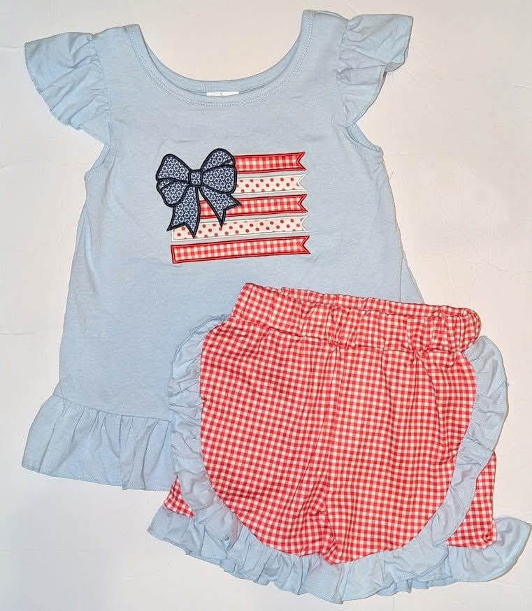 RTS Patriotic Flag Girl Shorts Set