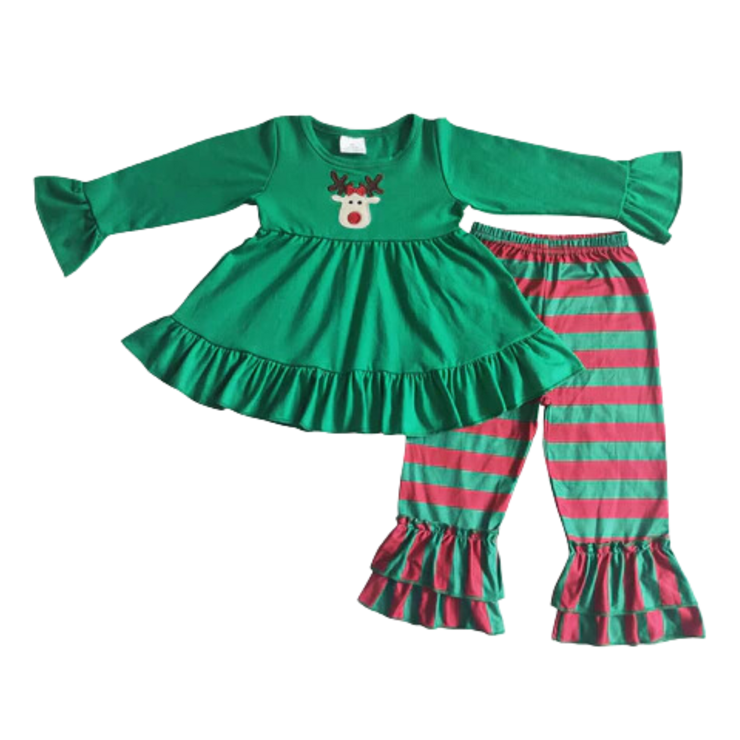 Green Stripe Reindeer Matching Sets