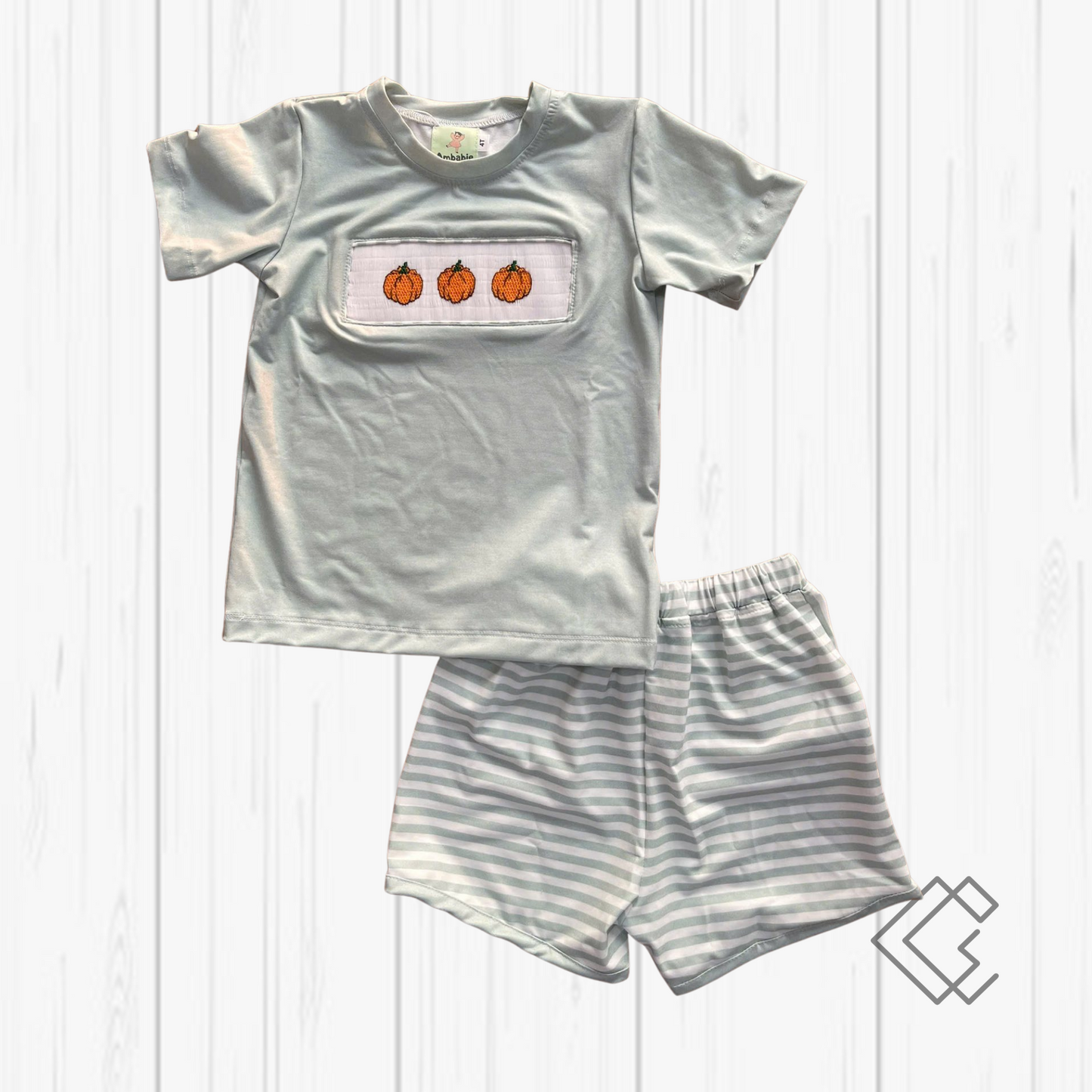 RTS Handsmocked Green Pumpkin Sets