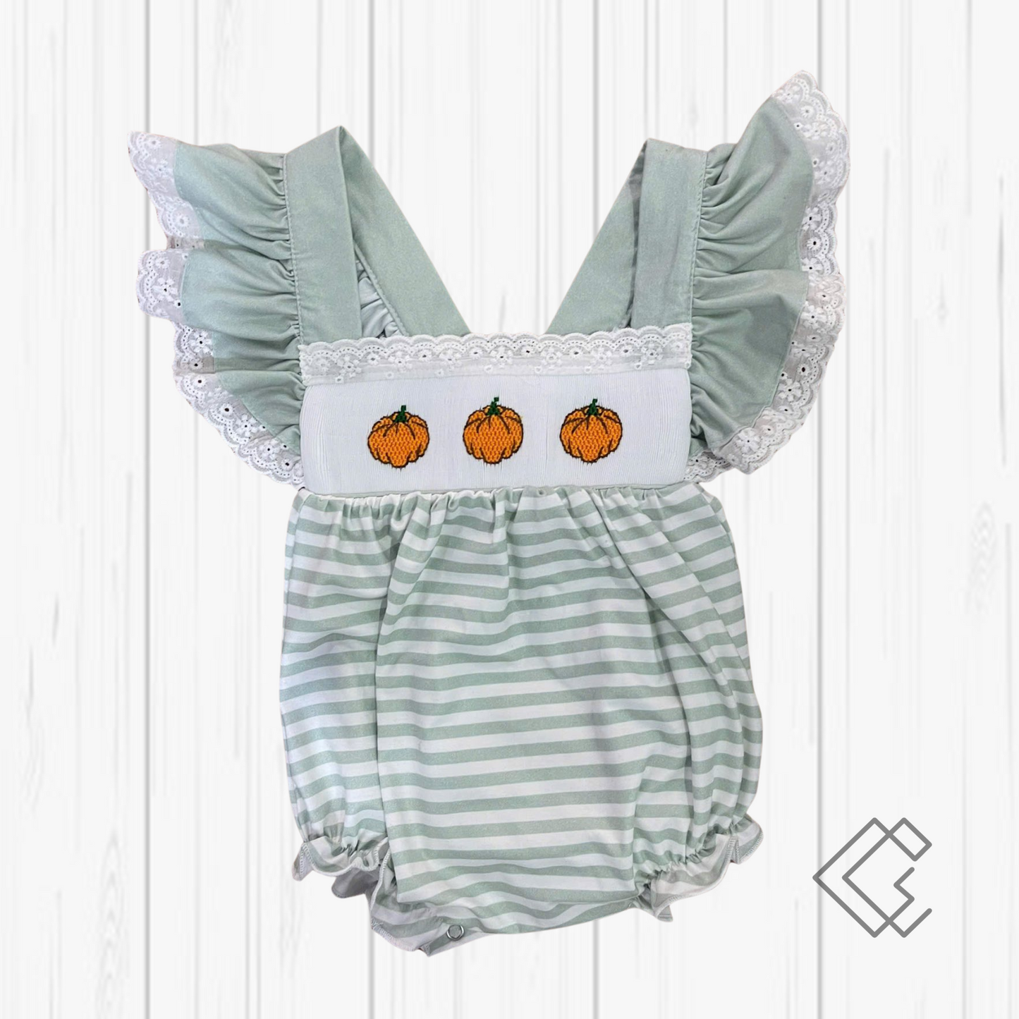 RTS Handsmocked Green Pumpkin Sets