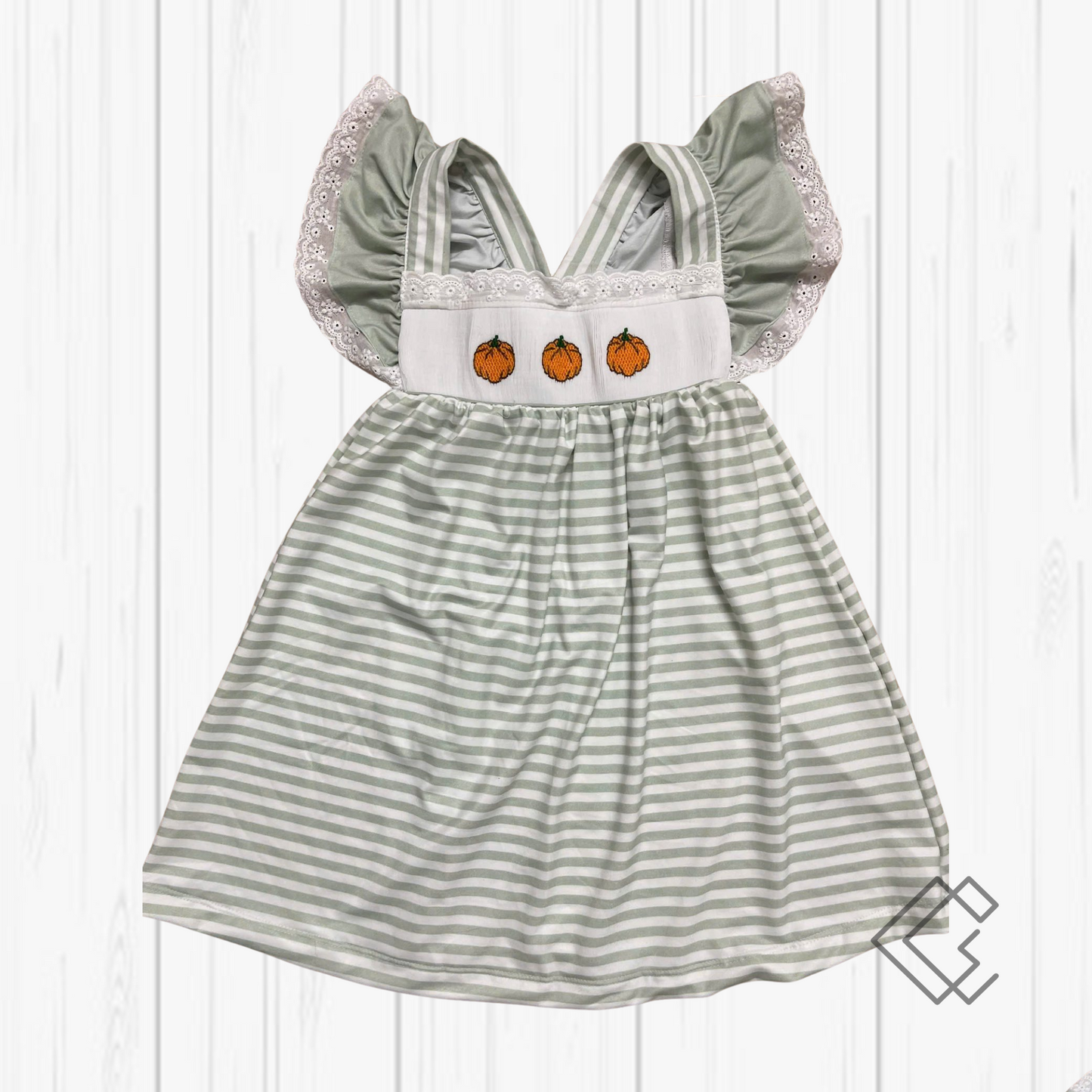 RTS Handsmocked Green Pumpkin Sets